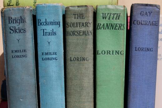 Emilie Loring lot of 25 books, 20s, 30s, 40s romance novels in nice old bindings