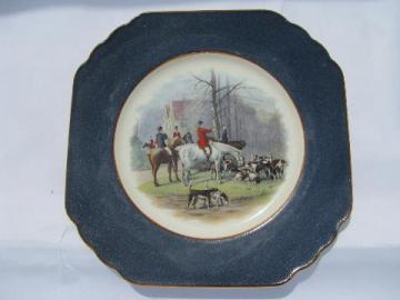 English county hunt horses & riders, vintage Wedgwood - England china plate