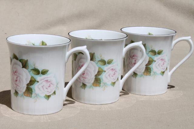 Royal bone  flowered fine mugs, coffee cups tea cups online china  vintage Minster vintage tea