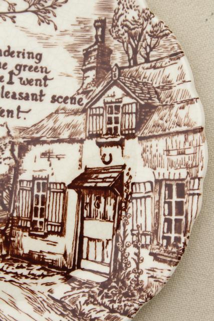 English thatched Cottage of Content wall hanging plate, vintage Staffordshire china