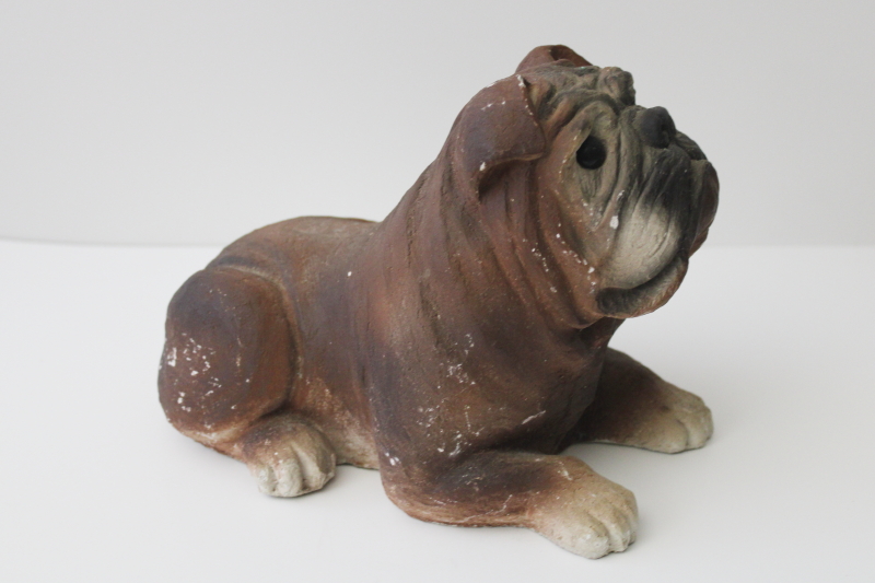 Esco dog shar pei or bulldog, large statue chalkware or cement figure vintage 1980