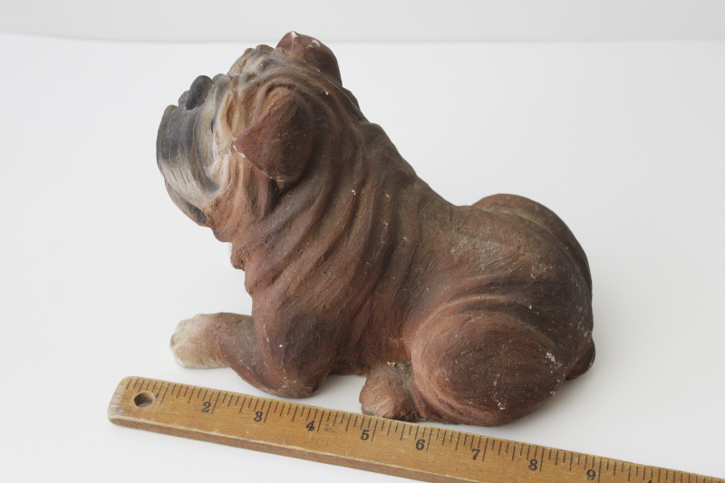 Esco dog shar pei or bulldog, large statue chalkware or cement figure vintage 1980