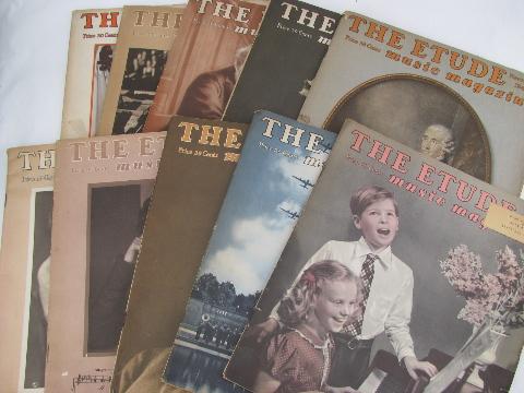 Etude music magazines, lot of 20 issues, vintage 1940s & 50s