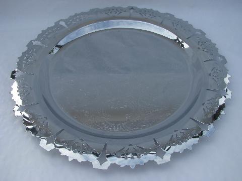 Farberware art deco vintage pierced chrome, round tray