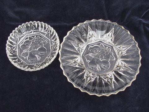 Federal Pioneer fruit pattern pressed glass, vintage serving pieces lot