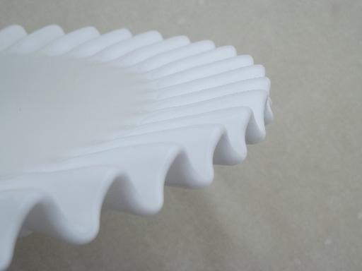 Fenton hobnail milk glass cake stand, tiered sandwich plate w/ handle