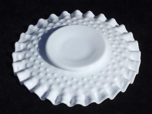 Fenton hobnail milk glass under plate, jam dish or mayo bowl underplate