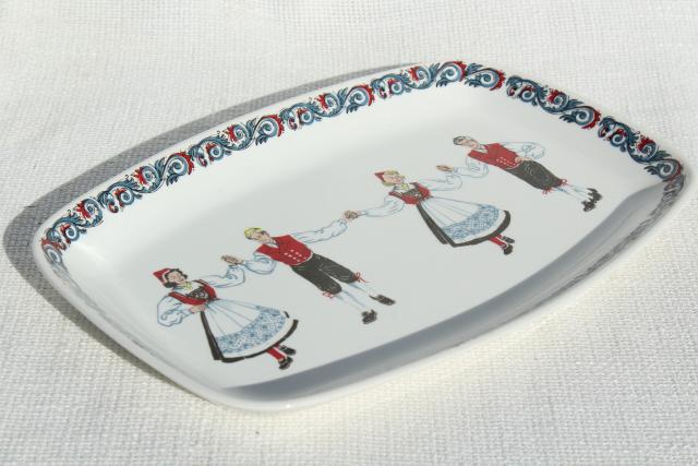 Figgjo Flint Norwegian folk costume Hardanger dancers, vintage ceramic platter or tray