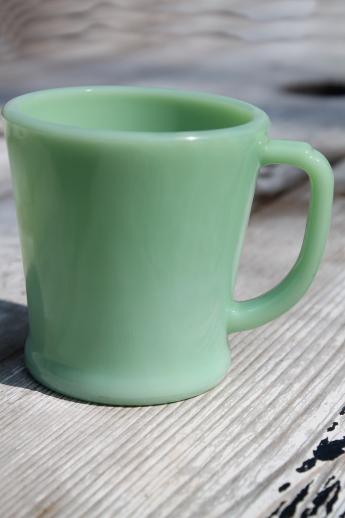Fire-King jadeite glass coffee mug, authentic vintage jadite glass cup
