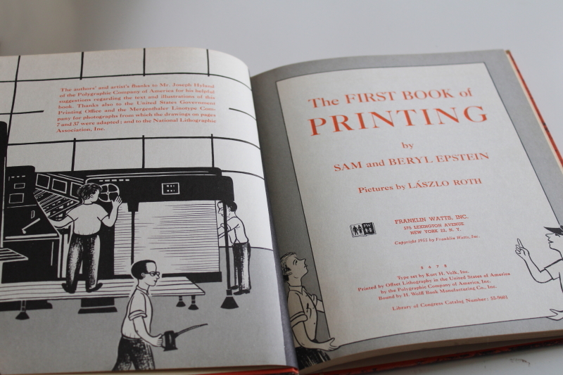 First Book of Printing, history  engineering of print mid century vintage graphic art