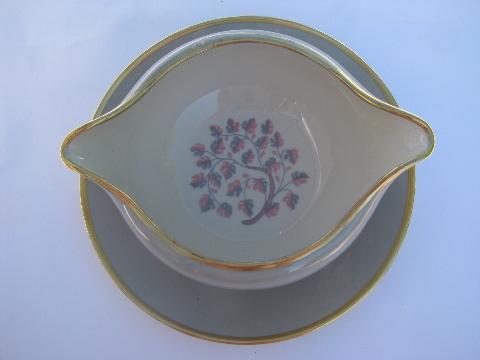 Flintridge china Miramar shape gravy or sauce bowl w/ attached underplate