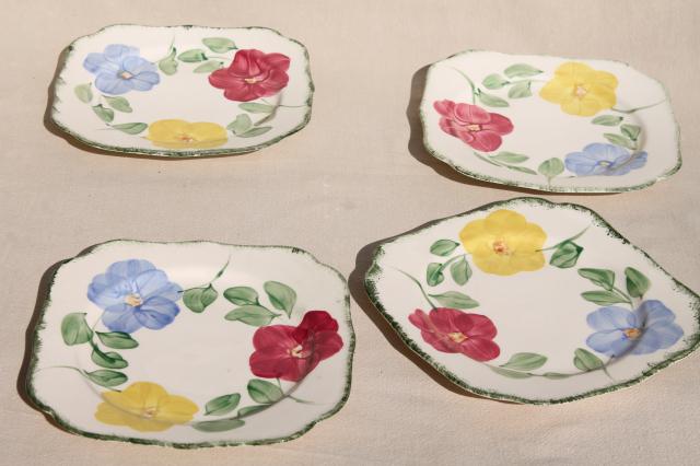 Flower Ring hand painted vintage Blue Ridge china Southern Pottery plates & platter