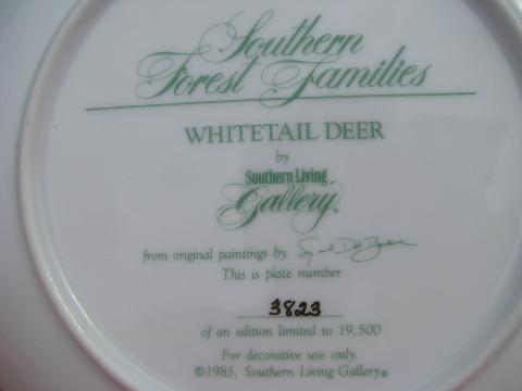 Forest Families skunk, deer, rabbit, bobcat collector's plates, Southern Living