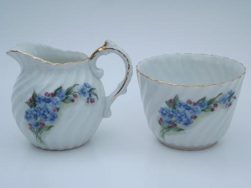 Forget-Me-Not vintage hand-painted Japan china cream pitcher and sugar