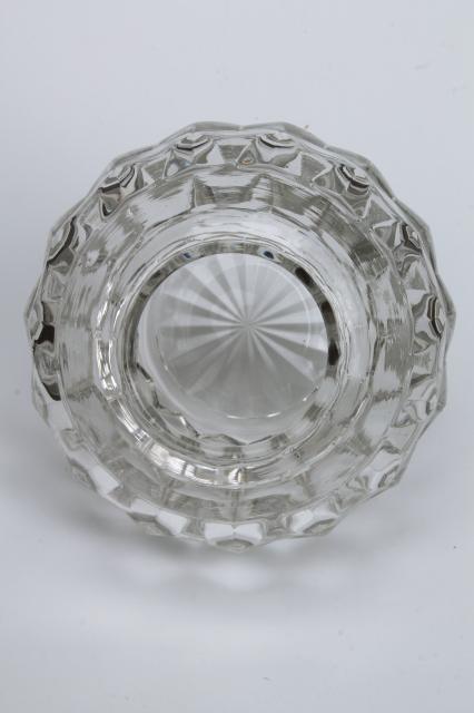 Fostoria American / Whitehall cube pattern glass, vintage rose bowl, ivy ball or candle lamp