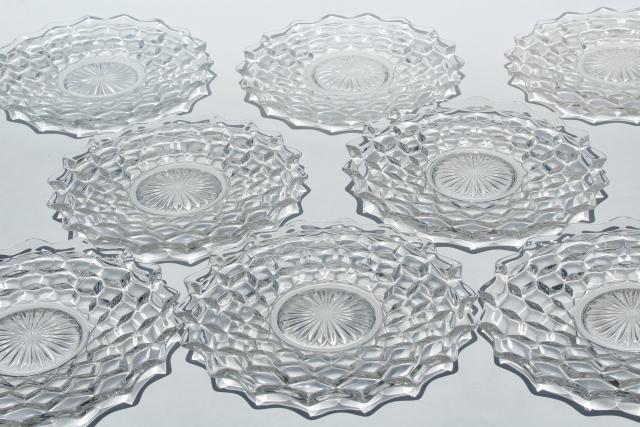 Fostoria American pattern crystal clear salad plates, vintage set of 8