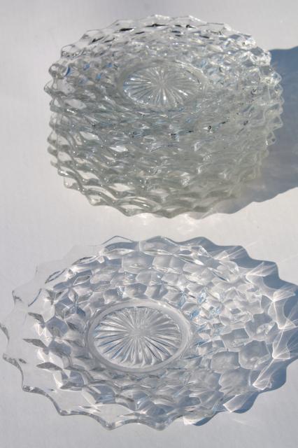 Fostoria American vintage salad plates set of 10, cube pattern clear glass