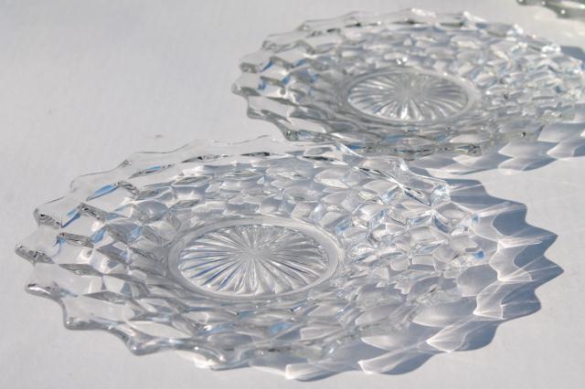 Fostoria American vintage salad plates set of 10, cube pattern clear glass