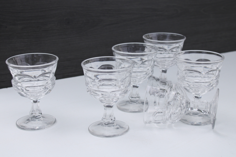 Fostoria Argus pattern crystal clear heavy pressed glass goblets, champagne or cocktail glasses