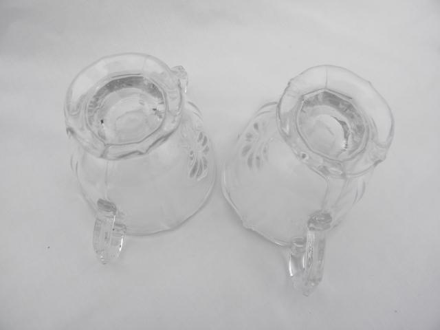 Fostoria Baroque crystal clear individual cream and sugar set, plain without etch