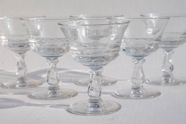 Fostoria Century champagne coupes, crystal clear glass vintage champagne cocktail glasses