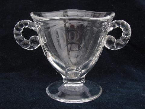 Fostoria Coronet pattern, vintage elegant glass cream pitcher & sugar