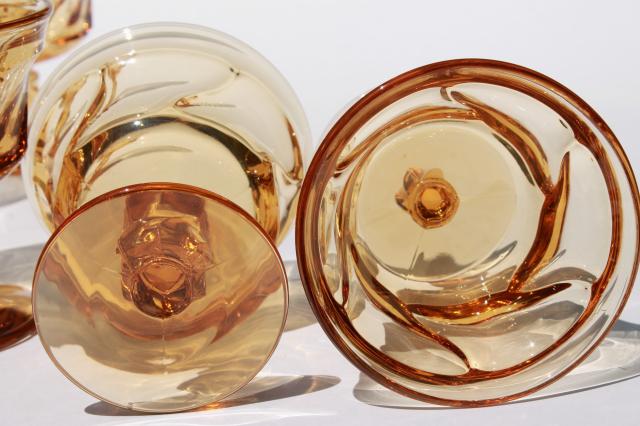 Fostoria Jamestown amber glass stemware, set of 10 sherbets or champagne glasses