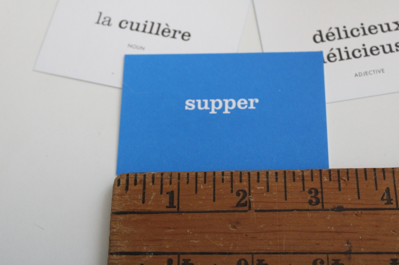 French English flash cards set, 1000 word cards for vocabulary teaching or sign art