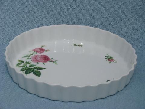 French quiche or fruit tart pan, Christineholm pink roses china