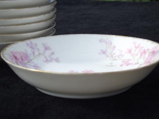 GDA Charles Field Haviland Limoges vintage pink floral china fruit bowls