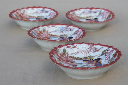 Geisha girl china, vintage hand-painted Japan porcelain berry bowls fruit bowl set