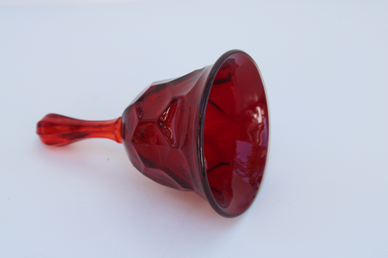 Georgian pattern ruby red glass table bell, vintage Viking glass