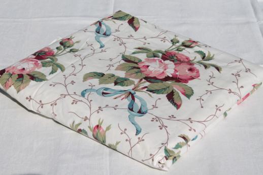 Glencora rose floral chintz fabric, 90s vintage polished cotton 5 yds