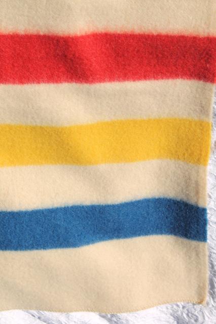 Golden Dawn Hudson's Bay stripe blanket, unused vintage wool camp blanket