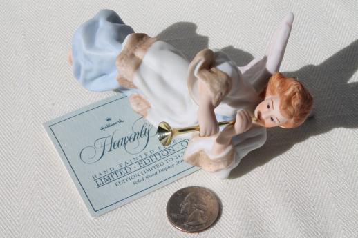 Hallmark Heavenly Trumpeter porcelain angel Christmas ornament in box, 80s vintage