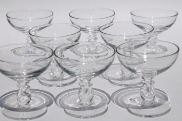 Heisey Lariat crystal clear vintage glasses, pressed glass sherbets or low champagne coupes