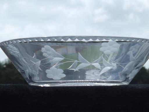 Heisey serving bowls, vintage elegant glass w/ H in diamond marks
