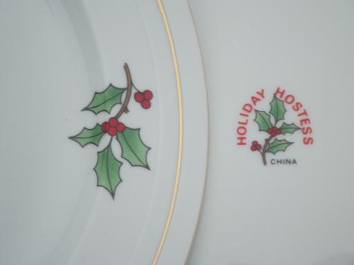 Holiday Hostess Christmas tree & holly  dishes, Tienshan china set