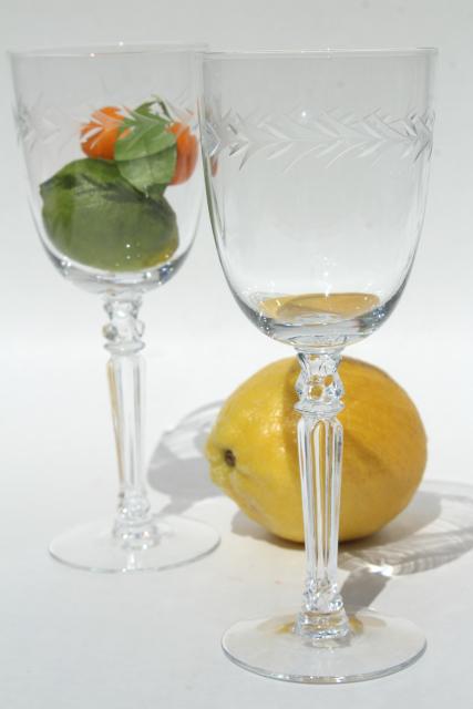 Holly etch Fostoria, set of 8 vintage water glasses, large wine goblets