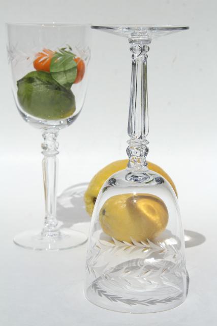 Holly etch Fostoria, set of 8 vintage water glasses, large wine goblets