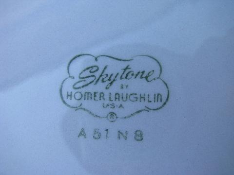 Homer Laughlin Skytone vintage sky blue pottery platter, a big one!