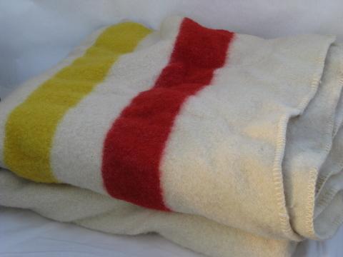 Hudson's Bay stripe, vintage wool trappers camp blanket, soft & thick