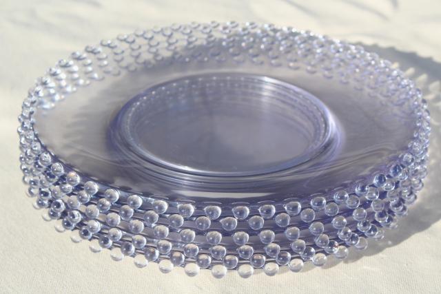 Imperial Candlewick bead edge crystal clear dinner plates, vintage elegant glass