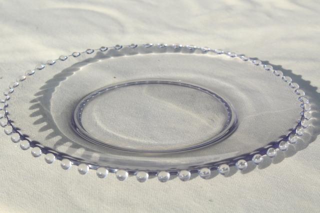 Imperial Candlewick bead edge crystal clear dinner plates, vintage elegant glass