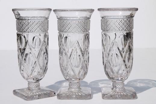 Imperial Cape Cod pattern glass footed tumblers / parfait glasses
