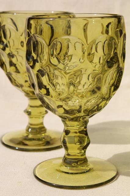 Imperial Provincial (Heisey Whirlpool) pattern glass water goblet glasses verde green