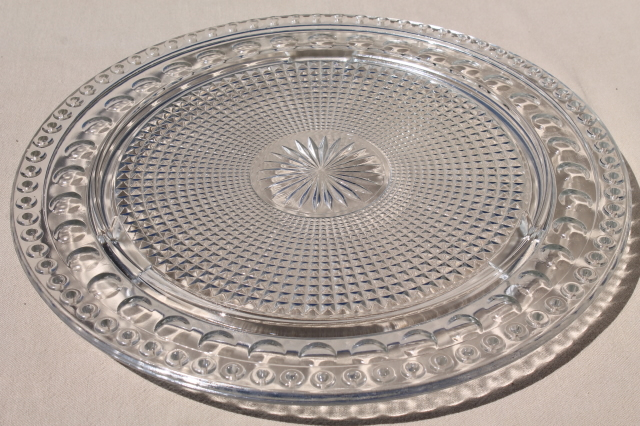 Imperial Tradition birthday cake plate for ring of candles, vintage pressed glass torte plate
