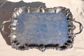 International silver plate tray, tea set serving tray or hall table tray