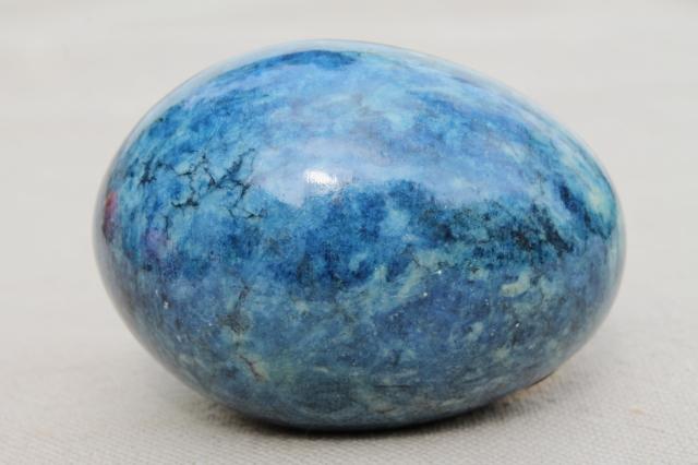 Italian alabaster marble eggs dyed Easter egg colors, vintage stone egg collection