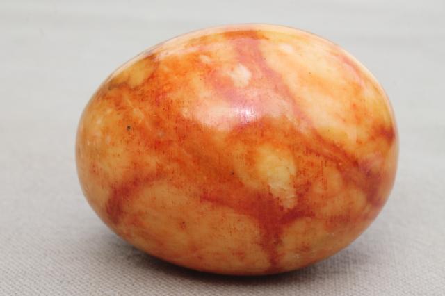 Italian alabaster marble eggs dyed Easter egg colors, vintage stone egg collection